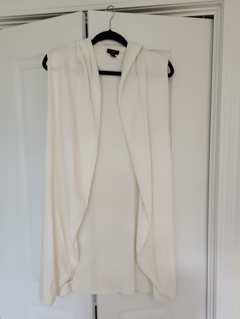 Ann Taylor Factory Ivory Hooded Draped Cardigan